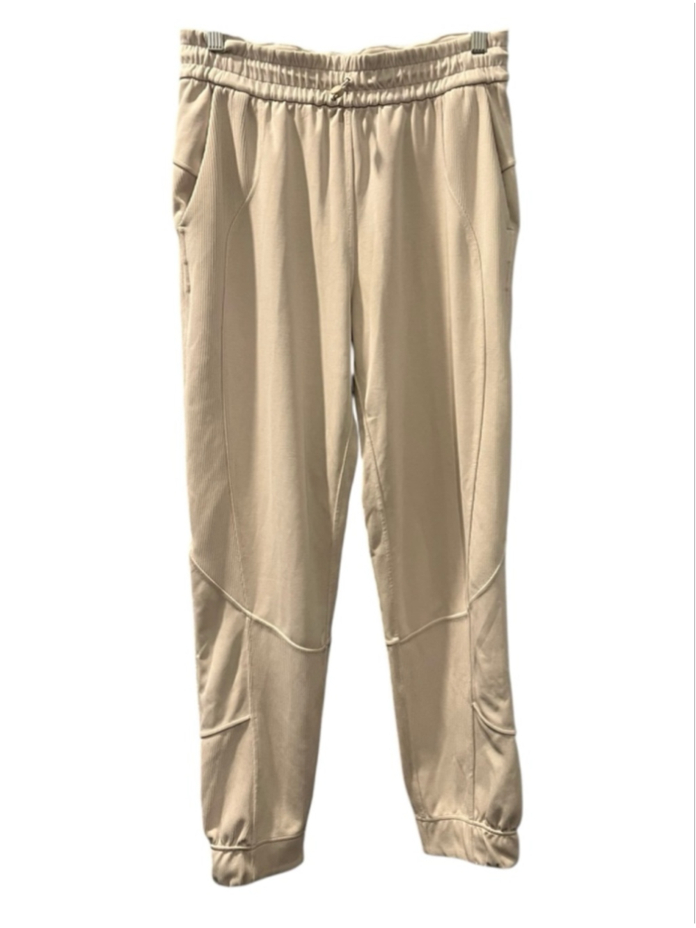 Lululemon White Opal Softstreme Ribbed High Rise Jogger Pants Size 6 Gym Workout